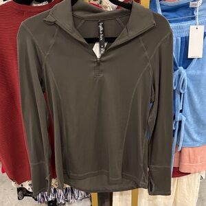 lukka olive green long-sleeve half-zip top